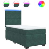 vidaXL Box spring postelja z vzmetnico temno zelen 90x190 cm žamet | Shoptok.si