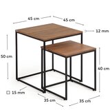 Kave Home Stranske mizice v kompletu 2 ks z mizno ploščo v orehovem dekorju 45x45 cm Yoana – | Shoptok.si
