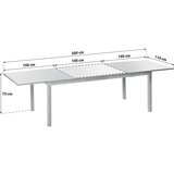 Gardenson Raztegljiva Vrtna Miza Ambia, Aluminij, Steklo, 200-300x110 | Shoptok.si