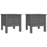 The Living Store Stranske mizice 2 kosa sive 40x40x39 cm trdna borovina - Stranska Mizica, (21421370) | Shoptok.si