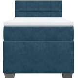 Box spring krevet s madracem tamnoplavi 90x200 cm baršunasti | shoptok.hr