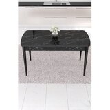 Hanah home trpezarijski sto na razvlačenje Nex, 132 × 80 cm (razvučen 170 cm), ploča u dekoru crnog mermera, crne noge | Eponuda.com