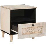 vidaXL Nočna omarica s predalom Bež 40 x 33 x 46 cm trden mangov les | Shoptok.si