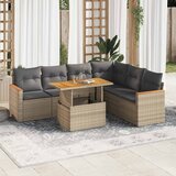 7-dijelni set vrtnih sofa s jastucima bež od poliratana bagrem | Eponuda.com