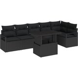 vidaXL set vrtne sofe s jastučićima crni poliratan, dvosedna vrtna sofa sa skladištem i jastučićima crni poliratan | shoptok.hr