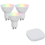 QAZQA Set van smart GU10 dimbare LED lamp 4.7W 400 lm 2700K-6500K incl. Zigbee Smart Hub u