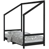  Okvir za dječji krevet crni 80 x 160 cm od masivne borovine | shoptok.hr