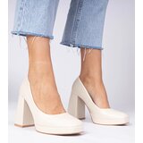 D/CEO marka niezdefiniowana Beige square-toe pumps on a massive heel Irenois | ePonuda.com