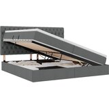  LED krevet za pohranu s madracem Tamnosiva 200 x 200 cm Tkanina | shoptok.hr