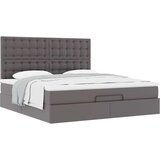 vidaXL Otomanski posteljni okvir z vzmetnico siv 180x200 cm um. usnje | Shoptok.si