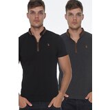 Dewberry DOUBLE SET T8571 ZIPPER MEN'S T-SHIRT-BLACK-ANTHRACITE | shoptok.hr