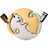 Obesek na verižici Double Cat - Krog / Zlata