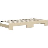 vidaXL Izvlečna dnevna postelja s predali krem 90x200 cm blago | Shoptok.si