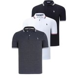 Dewberry TRIPLE SET T8594 MENS T-SHIRT-BLACK-WHITE-ANTHRACITE | shoptok.hr