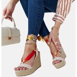 Gemre Beige lace-up wedge sandals Aziza | shoptok.hr