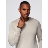 Ombre Men's sweater with round neckline in stretch knit with classic weave - beige | shoptok.hr