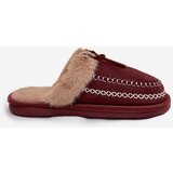 Boto Women's slippers with fur and embroidery burgundy Perivelle | Shoptok.si