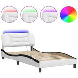  The Living Store Posteljni okvir z LED lučkami belo črn 100x200 cm umetno usnje - Posteljni Okvir, (21498793) | Shoptok.si
