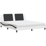  The Living Store Postelja z vzmetnico bela in črna 180x200 cm umetno usnje - Postelja, (21500812) | Shoptok.si
