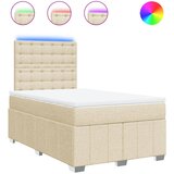 vidaXL Box spring postelja z vzmetnico krem 120x200 cm blago, (21305839) | Shoptok.si