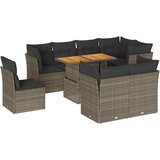 vidaXL Vrtna sedežna garnitura 9-delna z blazinami siv poli ratan, (21782007) | Shoptok.si