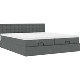 vidaXL Otomanski posteljni okvir z vzmetnicami siv 160x200 cm blago | Shoptok.si