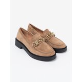 Shelvt Beige loafers with a gold chain. | ePonuda.com
