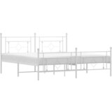  The Living Store Kovinski posteljni okvir z vzglavjem in vznožjem bel 180x200 cm - Posteljni Okvir, (21455263) | Shoptok.si