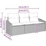  Vrtni kauč set 3 dijela Svjetlosiva Bež Ratan Poliester jastučići | shoptok.hr