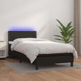  Box spring postelja z vzmetnico LED črna 90x200 cm umetno usnje, (20724075) | Shoptok.si