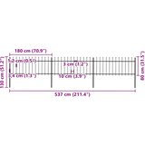  Vrtna ograda s vrhom koplja Čelik 537x80 cm Crna | shoptok.hr