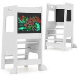  kuhinjski pomočnik 2v1 - pomagalček s 3 nastavljivimi višinami - bel | Shoptok.si