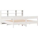  Knjižna postelja brez vzmetnice bela 200x200 cm trdna borovina | Shoptok.si