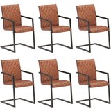 vidaXL Nihajni jedilni stoli 6 kosov rjavo pravo usnje, (20851226) | Shoptok.si