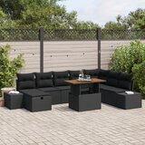 vidaXL 9-dijelni set vrtnih sofa s jastučićima crni poliratan Cijene