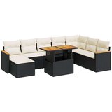 vidaXL 9-dijelni set vrtnih sofa s jastucima crni od poliratana bagrem | shoptok.hr