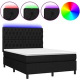  Box spring postelja z vzmetnico LED črna 140x200 cm blago, (20900924) | Shoptok.si
