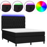  Krevet box spring s madracem LED crni 140x200 cm od tkanine | shoptok.hr