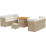vidaXL 9-dijelni set vrtnih sofa s jastučićima Bež Poli ratan Akacija | shoptok.hr