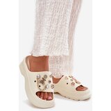 Boto Ladies Foam Slippers With Golden Clips Light Beige Hortiana | shoptok.hr