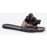 Boto Transparent Flat Women's Slippers With Artificial Flower Black Vobetta | Shoptok.si
