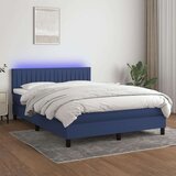 vidaXL Krevet box spring s madracem LED plavi 140x190 cm od tkanine | shoptok.hr