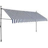 Tenda na ručno uvlačenje s LED svjetlima 350 cm plavo-bijela | shoptok.hr