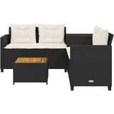  Vrtna sofa L-oblika sa stolom i jastucima crna od poliratana Bež | shoptok.hr