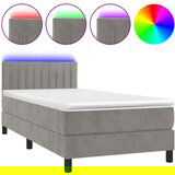  Box spring postelja z vzmetnico LED svetlo siva 90x190cm žamet, (20726500) | Shoptok.si