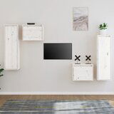 The Living Store TV omarica 4 kosi bela trdna borovina - TV Omarica, (21374986) Cene