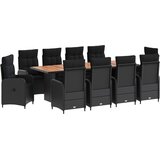  Vanjski set za objedovanje 11 kom. Crna poliratan | shoptok.hr