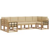  Set vanjskih sofa 7 kom. Bijela i bež Smeđa 304 x 128,5 x 73 cm | Shoptok.si