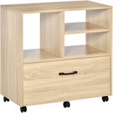 Vinsetto Večnamensko leseno pisarniško pohištvo, predalčnik s kolesi Nosilec za tiskalnik s 5 kolesi, predalom in nastavljivo polico, 77x40x73cm, les, (20745042) | Shoptok.si
