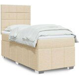 vidaXL Box spring postelja z vzmetnico krem 90x200 cm blago, (21291346) | Shoptok.si
